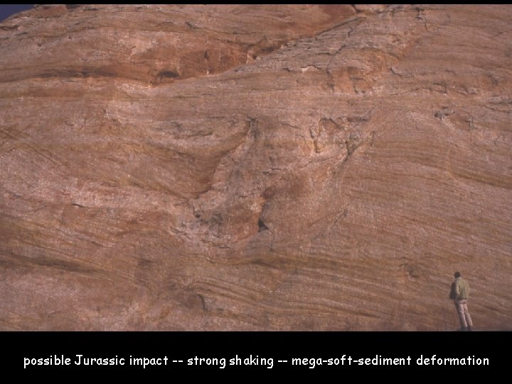 possible Jurassic impact -- strong shaking -- mega-soft-sediment deformation 