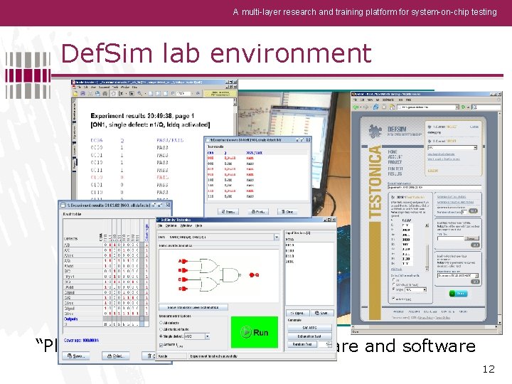 A multi-layer research and training platform for system-on-chip testing Def. Sim lab environment “Plug