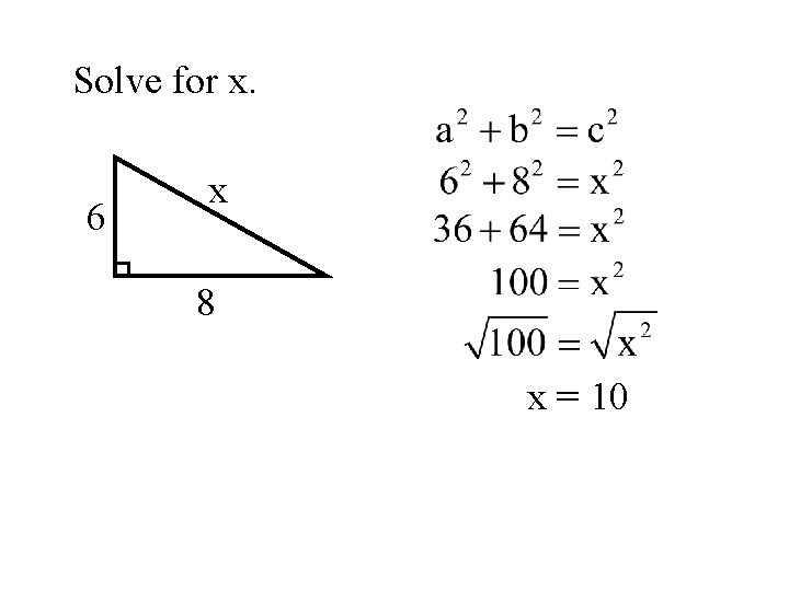 Solve for x. 6 x 8 x = 10 