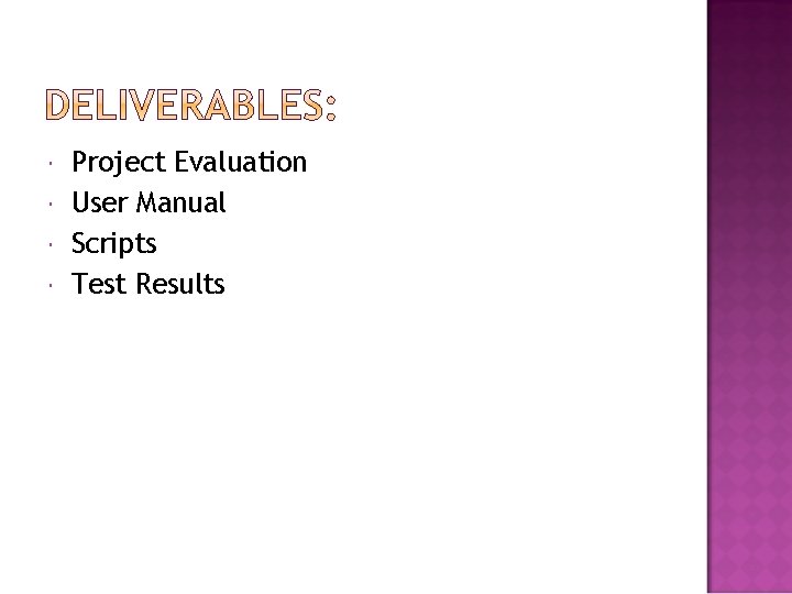  Project Evaluation User Manual Scripts Test Results 