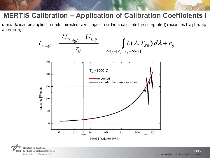 MERTIS Calibration – Application of Calibration Coefficients I rij and U 0, ij can