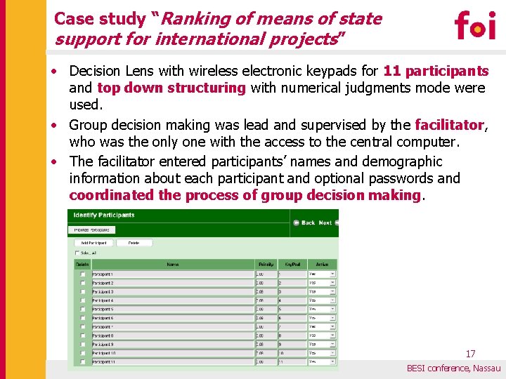 Case study “Ranking of means of state support for international projects” • Decision Lens