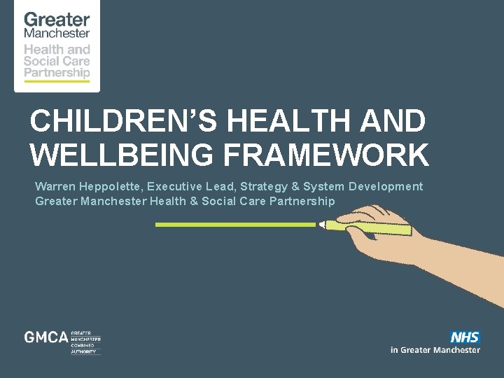 CHILDREN’S HEALTH AND WELLBEING FRAMEWORK Warren Heppolette, Executive Lead, Strategy & System Development Greater