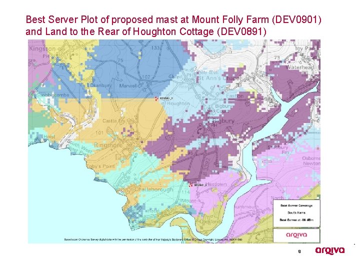 Best Server Plot of proposed mast at Mount Folly Farm (DEV 0901) and Land