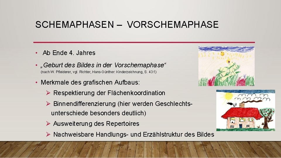 SCHEMAPHASEN – VORSCHEMAPHASE • Ab Ende 4. Jahres • „Geburt des Bildes in der