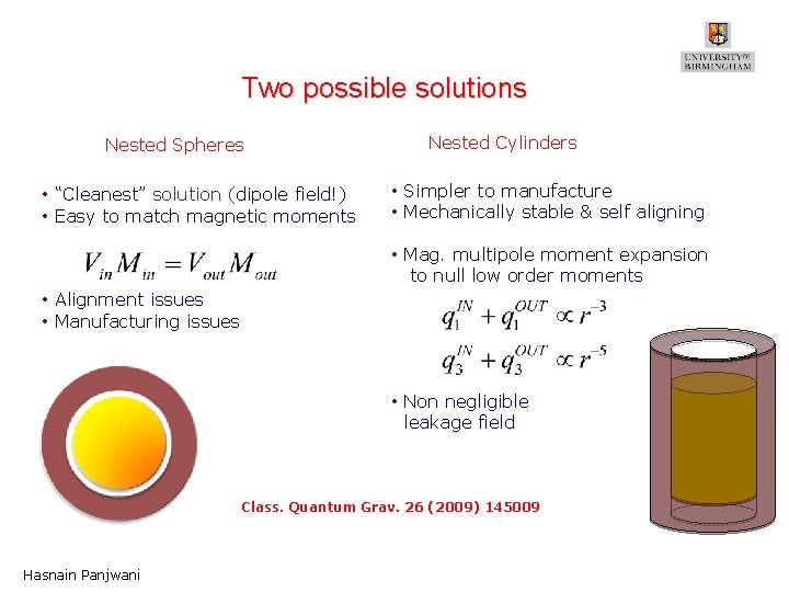 Two possible solutions Nested Spheres • “Cleanest” solution (dipole field!) • Easy to match