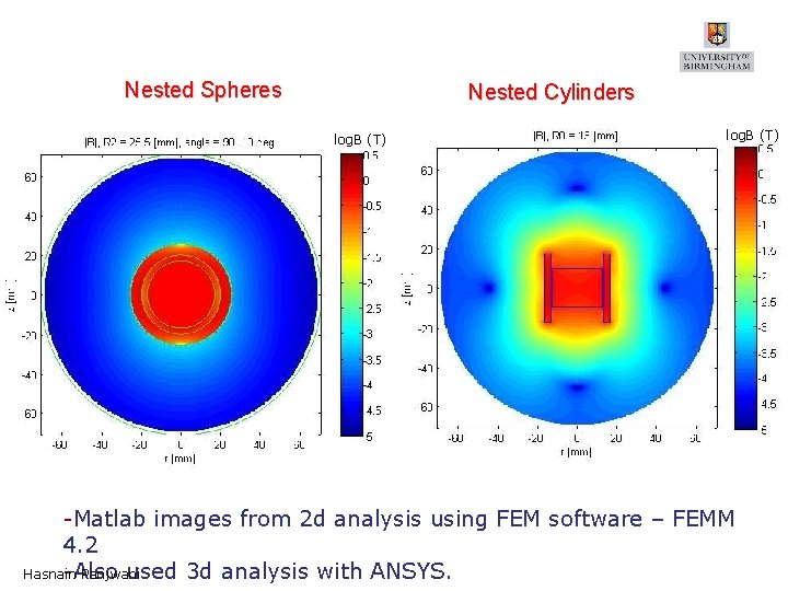 Nested Spheres Nested Cylinders log. B (T) -Matlab images from 2 d analysis using