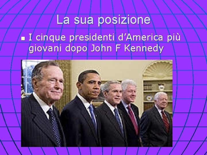La sua posizione n I cinque presidenti d’America più giovani dopo John F Kennedy