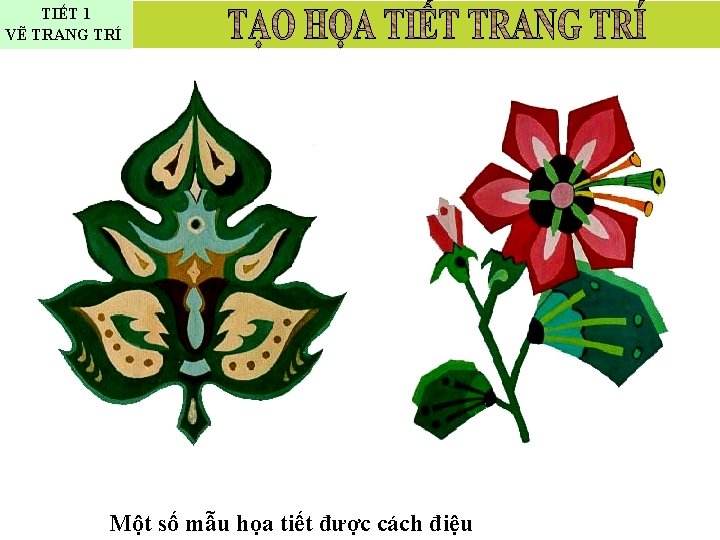 TIẾT 1 VẼ TRANG TRÍ Một số mẫu họa tiết được cách điệu 