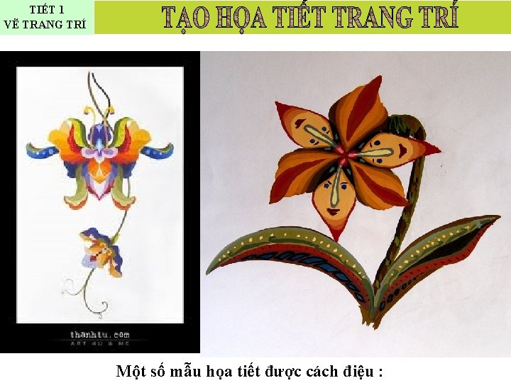 TIẾT 1 VẼ TRANG TRÍ Một số mẫu họa tiết được cách điệu :