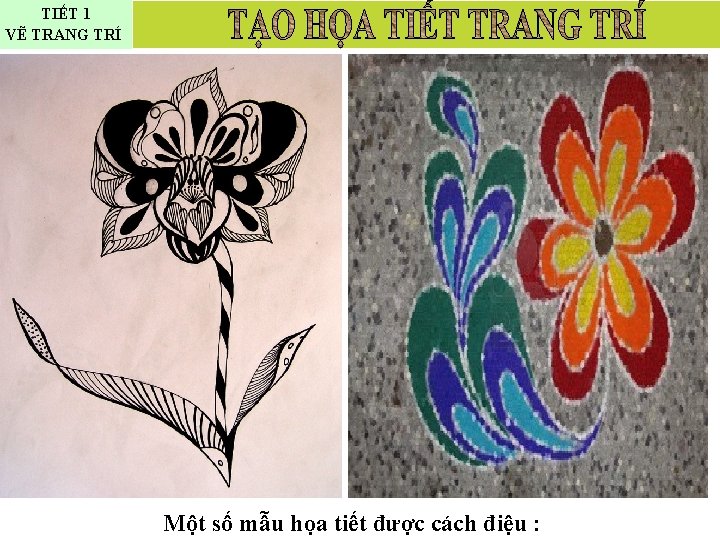 TIẾT 1 VẼ TRANG TRÍ Một số mẫu họa tiết được cách điệu :