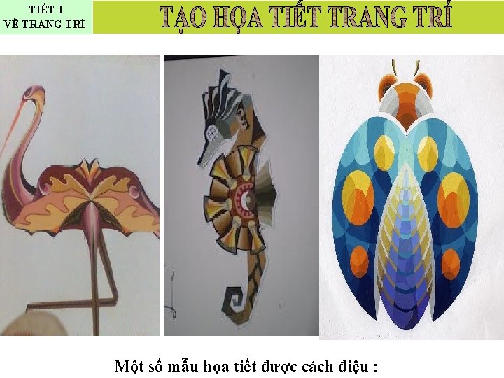 TIẾT 1 VẼ TRANG TRÍ Một số mẫu họa tiết được cách điệu :