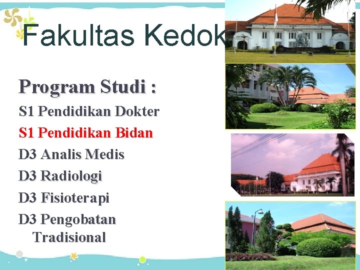 Fakultas Kedokteran Program Studi : S 1 Pendidikan Dokter S 1 Pendidikan Bidan D