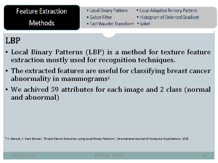 LBP • Local Binary Patterns (LBP) is a method for texture feature extraction mostly