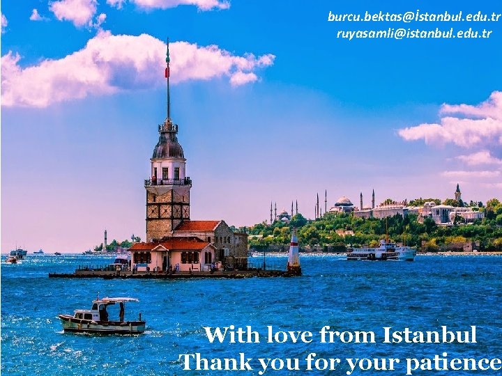 burcu. bektas@İstanbul. edu. tr ruyasamli@istanbul. edu. tr With love from Istanbul Thank you for
