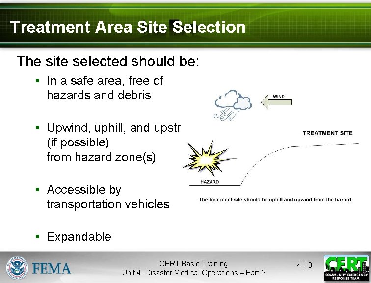 Treatment Area Site Selection The site selected should be: § In a safe area,