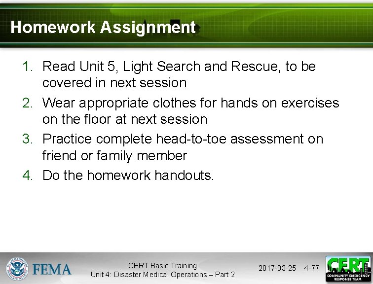 Homework Assignment 1. Read Unit 5, Light Search and Rescue, to be covered in