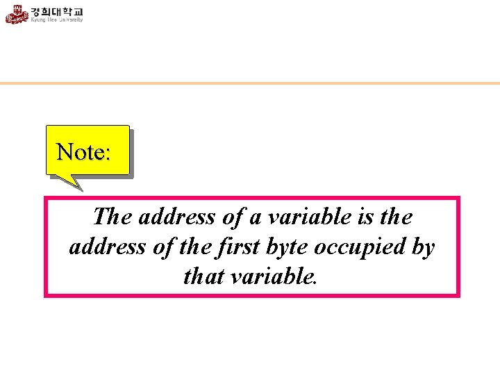 Note: The address of a variable is the address of the first byte occupied