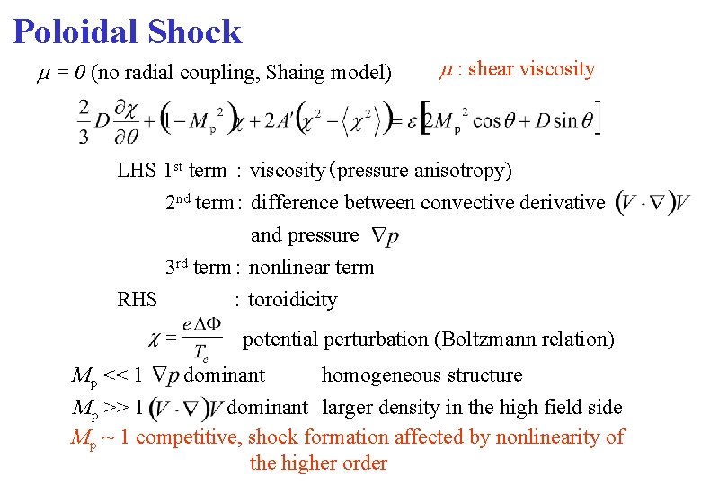 Poloidal Shock m = 0 (no radial coupling, Shaing model) m : shear viscosity