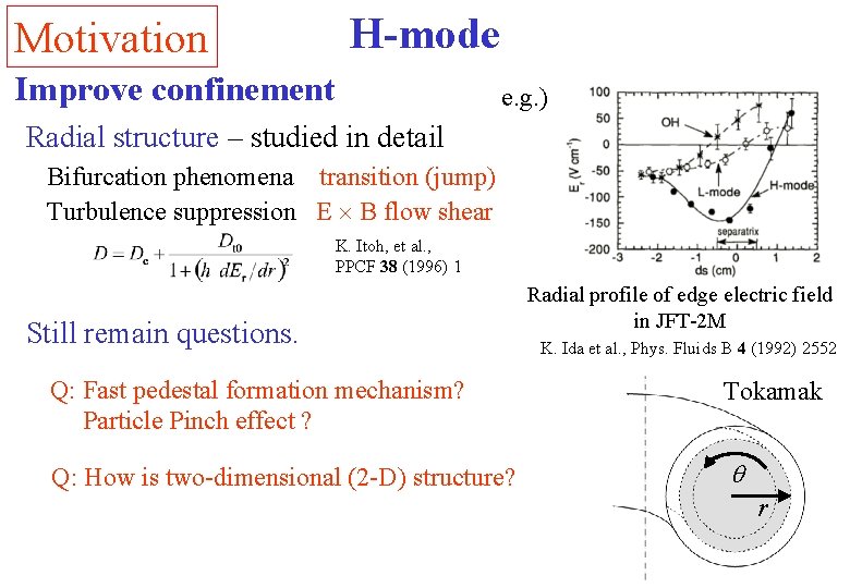 H-mode Motivation Improve confinement e. g. ) Radial structure – studied in detail Bifurcation