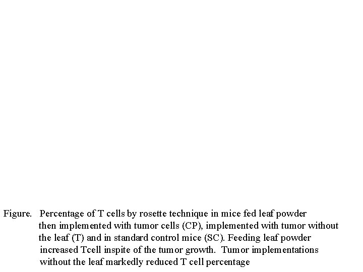 Figure. Percentage of T cells by rosette technique in mice fed leaf powder then