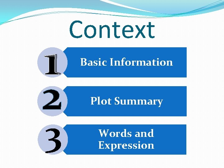 1 2 3 Context Basic Information Plot Summary Words and Expression 