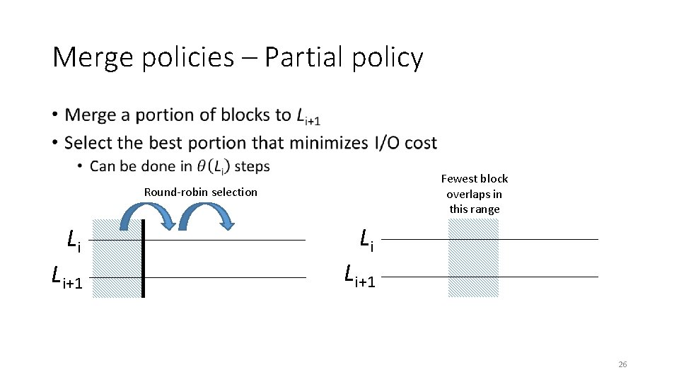 Merge policies – Partial policy • Fewest block overlaps in this range Round-robin selection