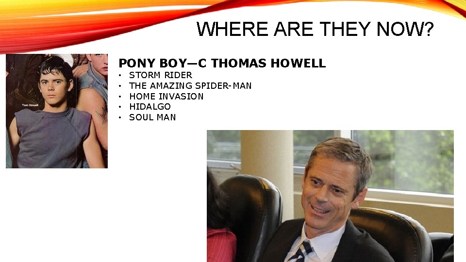 WHERE ARE THEY NOW? PONY BOY—C THOMAS HOWELL • • • STORM RIDER THE