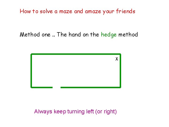 How to solve a maze and amaze your friends Method one. . The hand