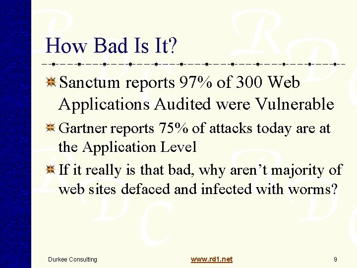 How Bad Is It? Sanctum reports 97% of 300 Web Applications Audited were Vulnerable How Bad Is It? Sanctum reports 97% of 300 Web Applications Audited were Vulnerable