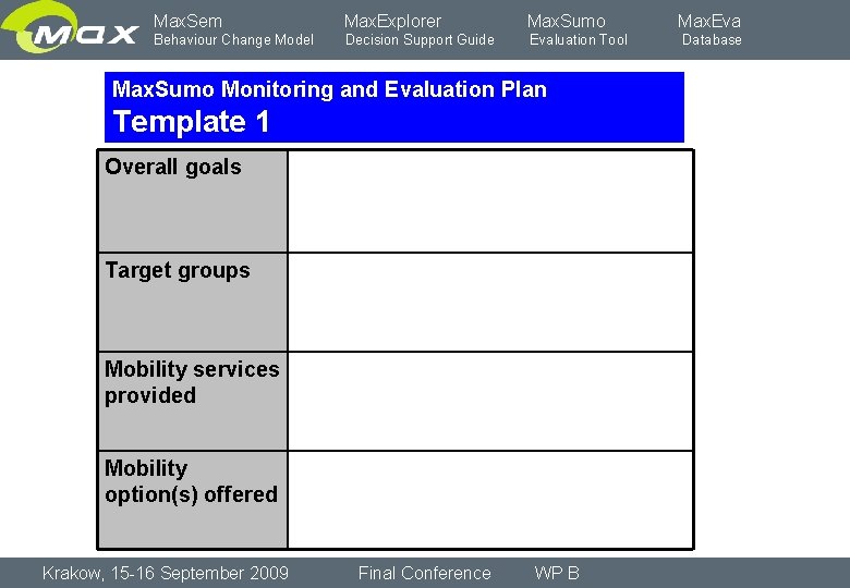 Max. Sem Max. Explorer Max. Sumo Behaviour Change Model Decision Support Guide Evaluation Tool