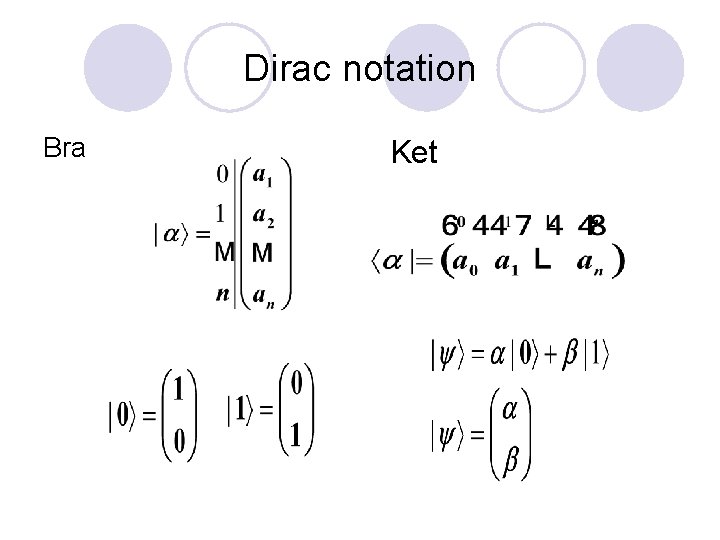 Dirac notation Bra Ket 