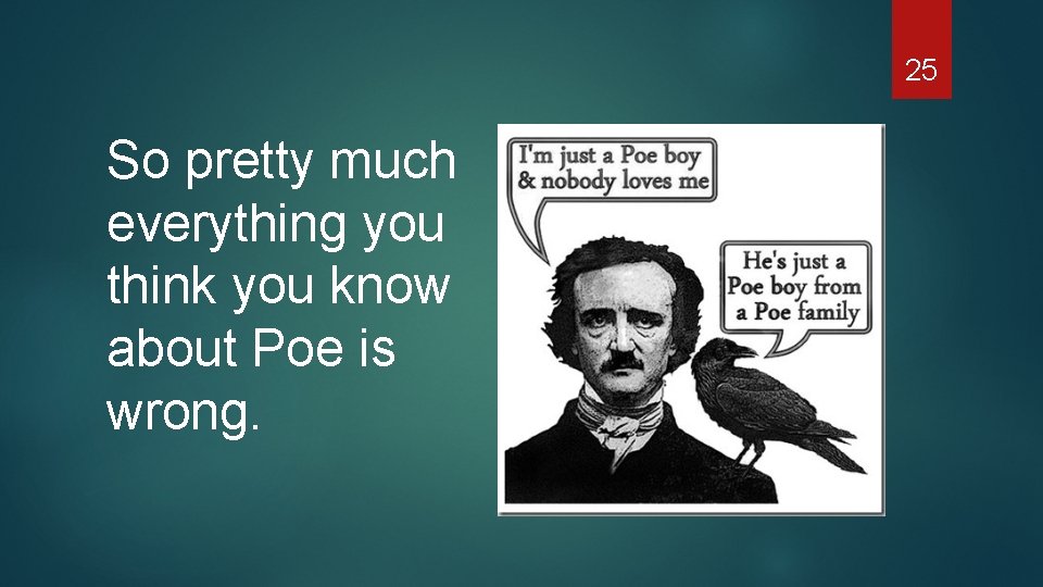 25 So pretty much everything you think you know about Poe is wrong. 