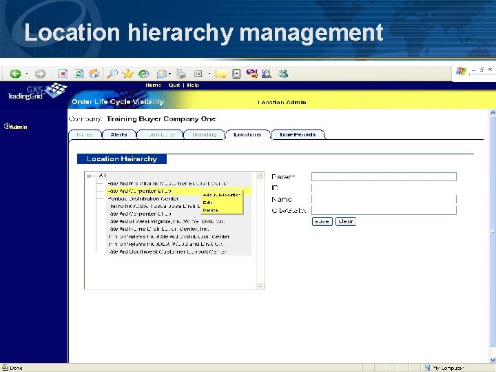 Location hierarchy management 