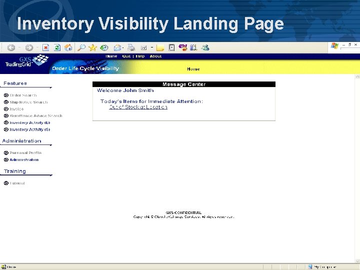 Inventory Visibility Landing Page 
