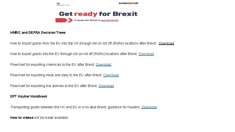 HMRC and DEFRA Decision Trees How to import goods from the EU into the