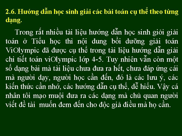 2. 6. Hướng dẫn học sinh giải các bài toán cụ thể theo từng