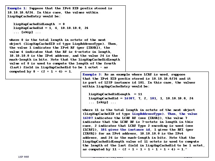 Example 1: Suppose that the IPv 4 EID prefix stored is 10. 10. 0/24.