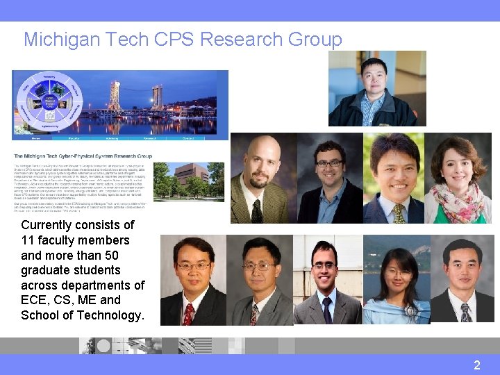 Michigan Tech CPS Research Group Currently consists of 11 faculty members and more than