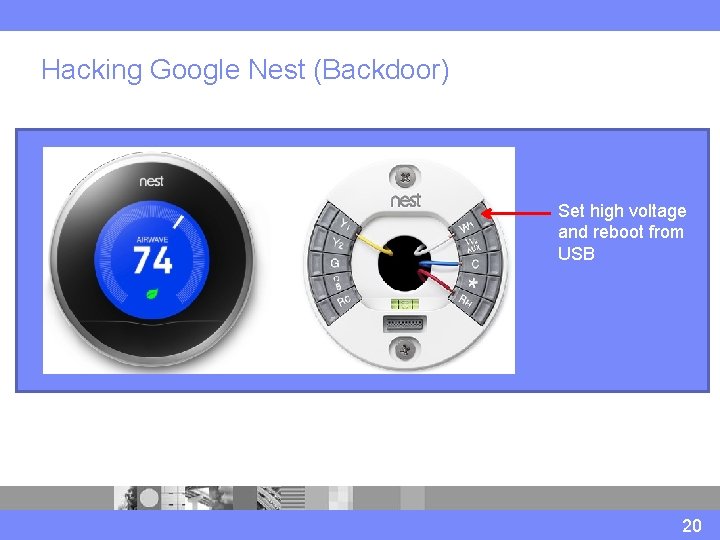 Hacking Google Nest (Backdoor) Set high voltage and reboot from USB 20 