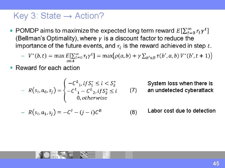 Key 3: State → Action? § System loss when there is an undetected cyberattack