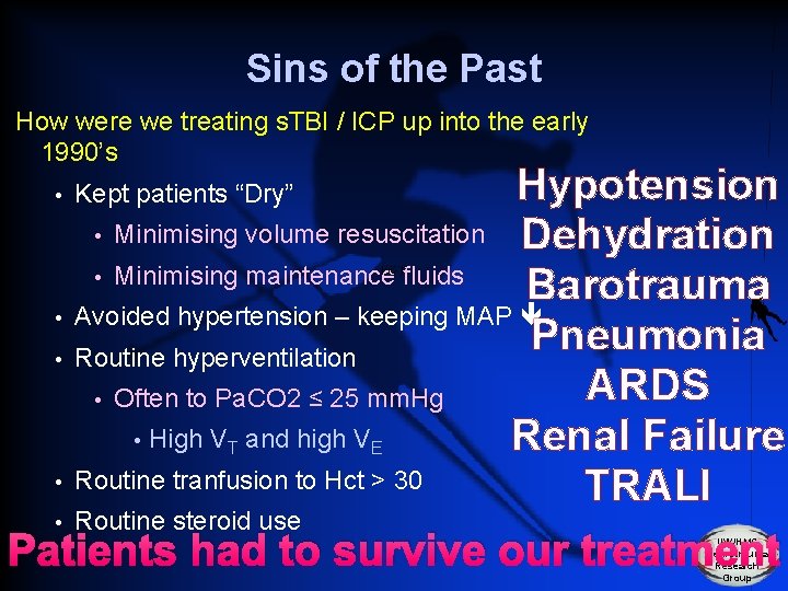 Sins of the Past How were we treating s. TBI / ICP up into