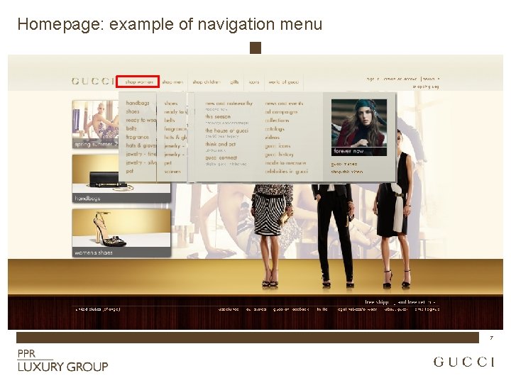 Homepage: example of navigation menu 7 