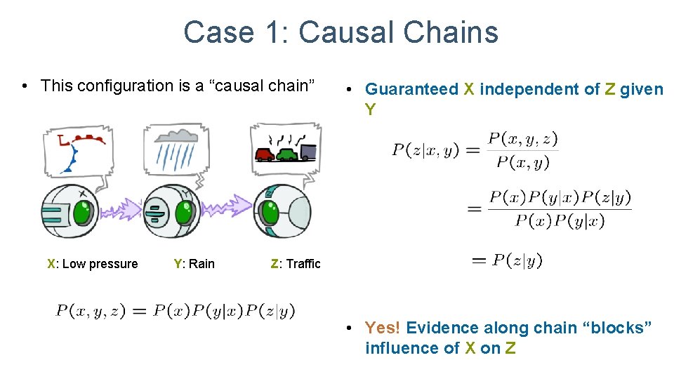 Case 1: Causal Chains • This configuration is a “causal chain” X: Low pressure