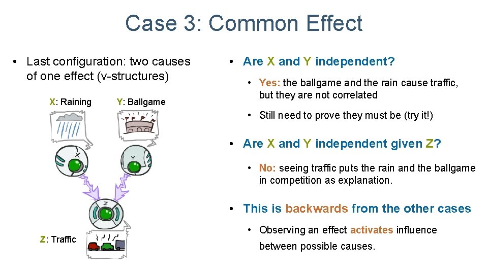 Case 3: Common Effect • Last configuration: two causes of one effect (v-structures) X: