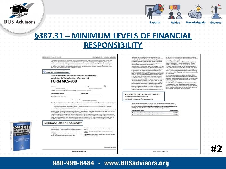 § 387. 31 – MINIMUM LEVELS OF FINANCIAL RESPONSIBILITY #2 