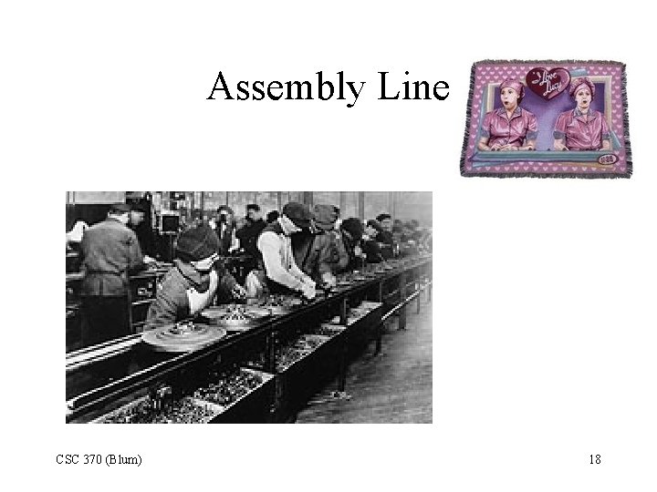 Assembly Line CSC 370 (Blum) 18 