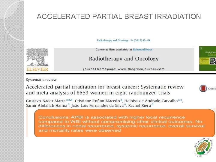 ACCELERATED PARTIAL BREAST IRRADIATION 