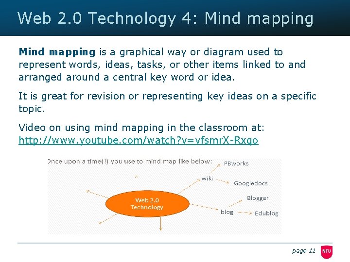 Web 2. 0 Technology 4: Mind mapping is a graphical way or diagram used