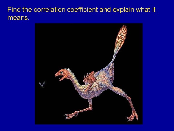 Find the correlation coefficient and explain what it means. 